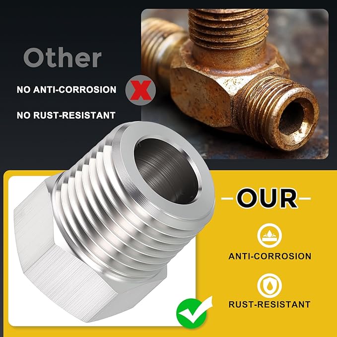 METALLIXITY 1PCS 1" Male NPT x 1/2" FeMale NPT Thread 304 Stainless Steel Hex Bushing Extension Tube Adapters Convert for Water Tub Spout/Shower