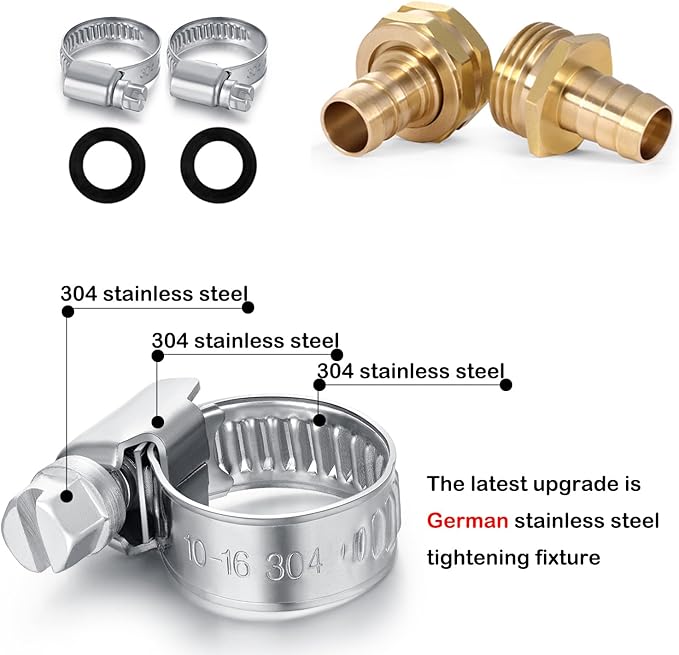 Garden Hose Repair Connector with Clamps Hose End Repair Kit, 1/2"Barb Garden Hose Fittings Male and Female brass garden hose ends (1/2"Barb-4 Set)