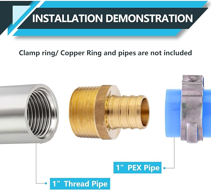 (20-Pack) PEX Fittings, Pex 1"x1" Male Threaded NPT Adapter, Brass Crimp Fittings, for PEX Tubing Pipe Plumbing, ASTM F1807(PEX1807278-20Pack)