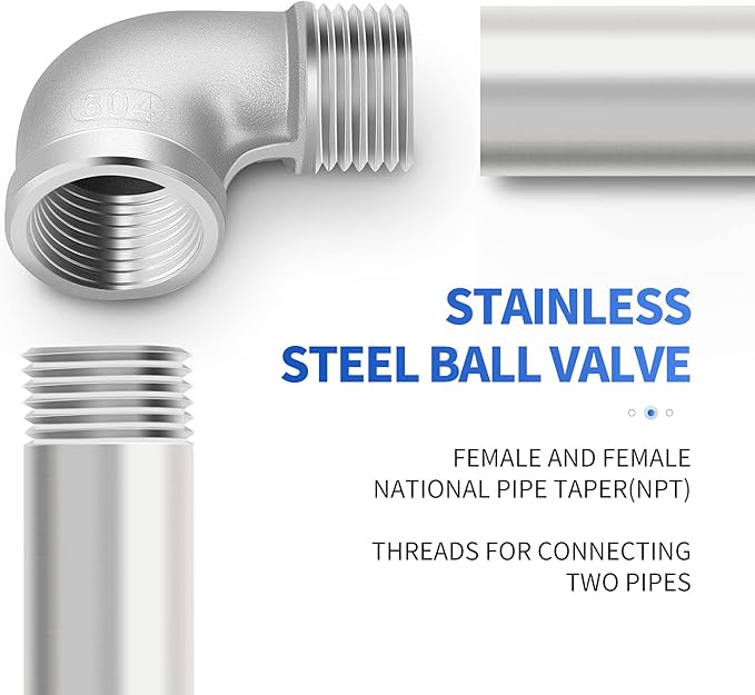 TAISHER 5PCS 304 Stainless Steel 90 Degree elbow, 1 Inch NPT Male Pipe to 1 Inch NPT Female 304 Stainless Pipe Fitting