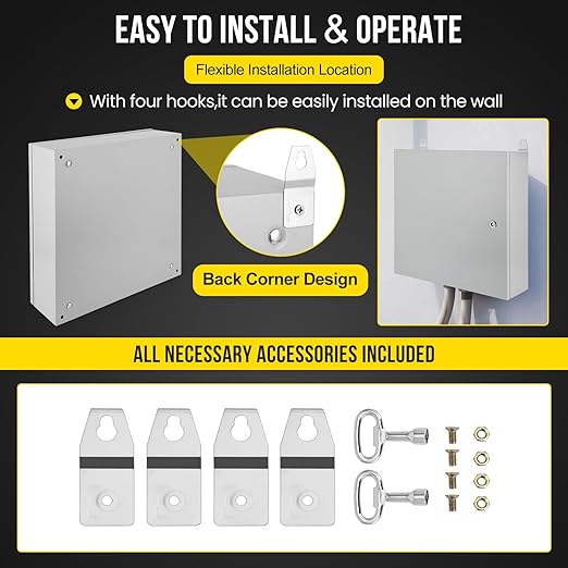 Outdoor Electrical Box, 24x24x8 Steel Junction Box, NEMA 4X Electrical Enclosure Box IP66 Waterproof & Dustproof, Universal Electrical Project Box with Lock & Mounting Plate