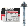 5/8 x 7 Zinc-Plated Wedge Anchors for Concrete and Cement | Heavy-Duty 5/8 Concrete Anchors (Box of 25)