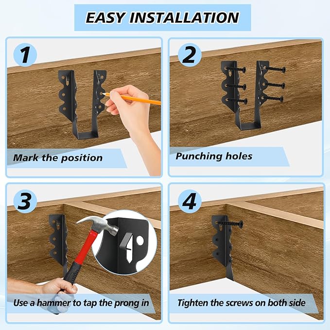 16 Pcs 2"x 6" Joist Hanger,Q235B Steel Face Mount Joist Hangers,Black Powder Coated Hurricane Ties for Rafter, Rafter Brackets for Floor, Deck and Ceiling Joists
