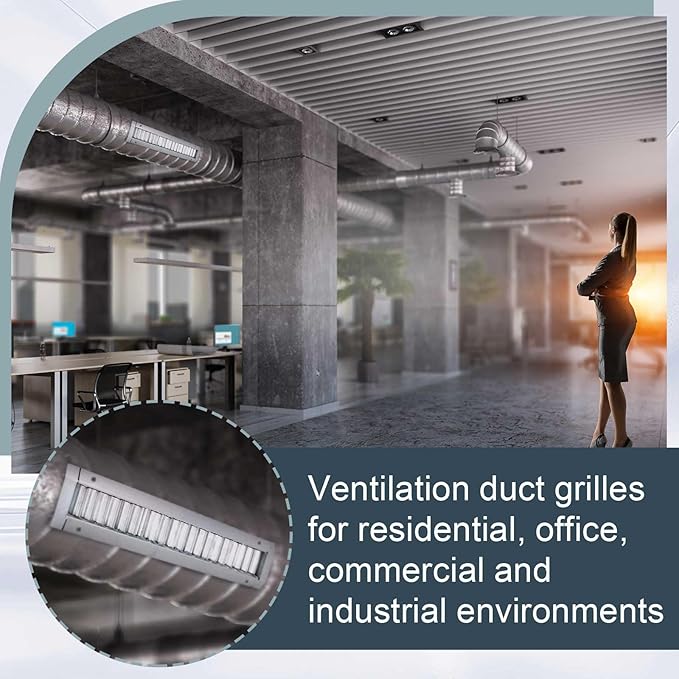 2 Pcs 17" x 3" Inch Louvered Air Return Vent Cover for Round Ducts from 6.30" to 15.74" Inches Galvanized Steel with Adjustable Louver Blades, HVAC Pipes Air Supply Exhaust Register Grille