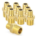 TAISHER 10PCS Brass Pipe Fitting, Reducer Adapter, Hex Nipple, 1/4-Inch Male Pipe x 1/8-Inch Male Pipe