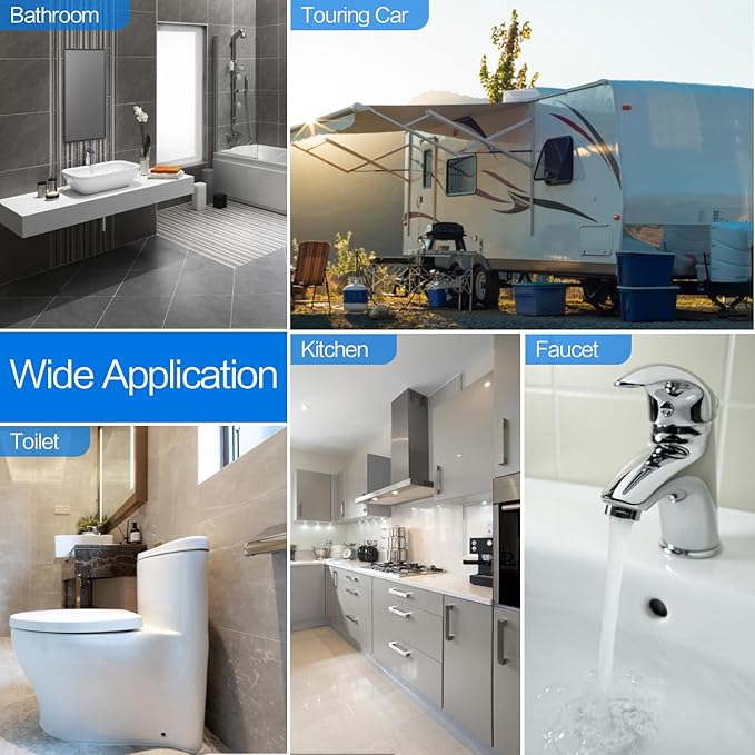 5pcs Stop Valves, 1/2" × 3/8" Angle Stop Valve, 1/2" PTC Input, 3/8" OD Compression Output, Push to Connect, 1/4 Turn, Chrome Plated Brass for Faucet, Toilet Valves, No Lead