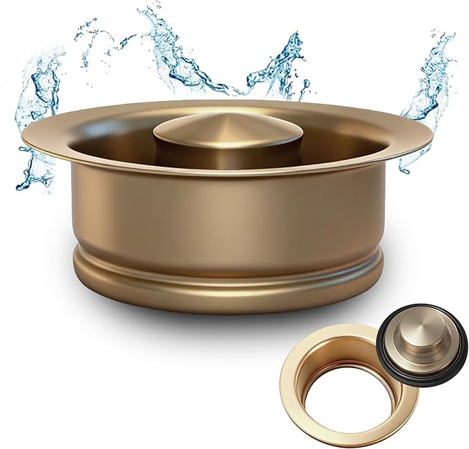 Kitchen Sink Garbage Disposal Flange and Stopper, Universal Flange Fit 3-1/2 Inch Sink Drain, 304 Stainless Steel Replacement Accessory for Garbage Disposer (Champagne Bronze)