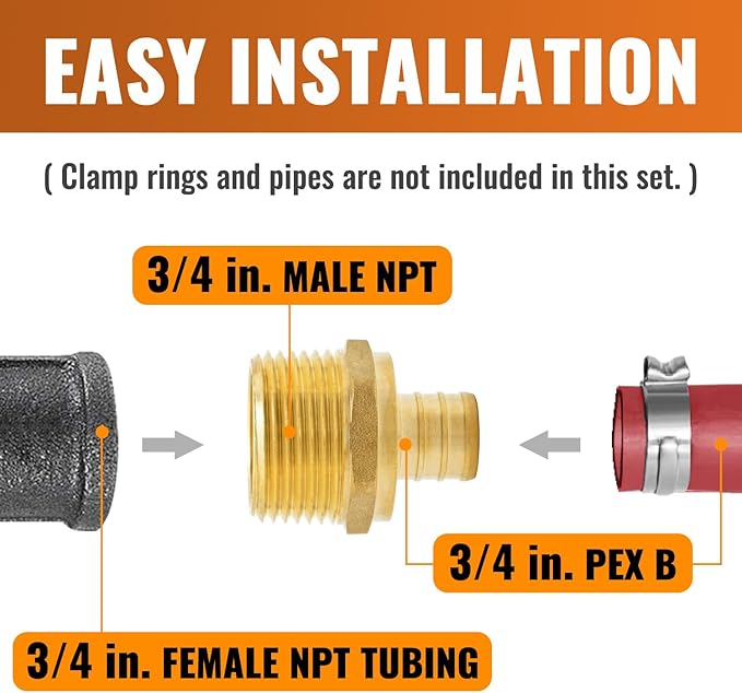 SUNGATOR 6-Pack 3/4" PEX Male Adapter, No Lead Brass, UPC Certified