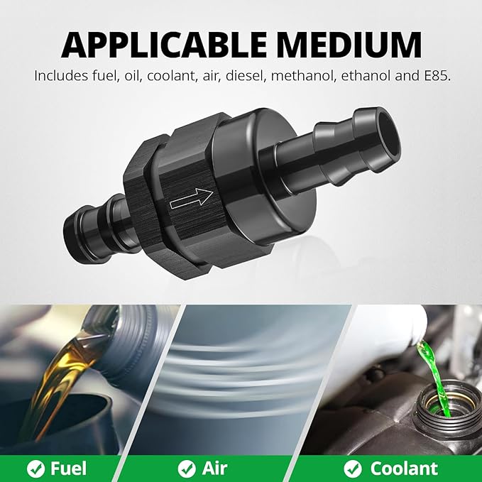 EVIL ENERGY 1/2" Check Valve, One Way Non-Return Valve Fitting Aluminum Black