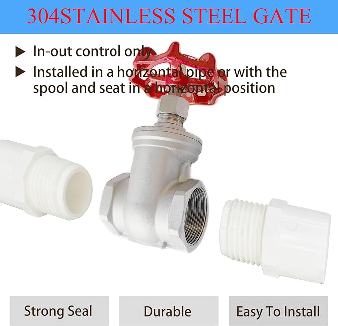304 Stainless Steel Gate Valve DN25, 1" NPT Stainless Steel Female Threaded Rotary Globe Valve for Water Flow Switches, Fuel Water Vapor, Air Switches, Air Compressors and Sump Pumps, etc