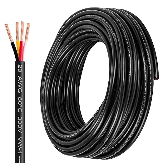 20 Gauge Wire 4 Conductor,20 AWG Electrical Wire Stranded PVC Cord Oxygen-Free Copper Cable,26FT 4 Core Pure Copper Flexible Cable Wire for LED Lamp Lighting Strips Automotive (20AWG-4C, 26FT)…