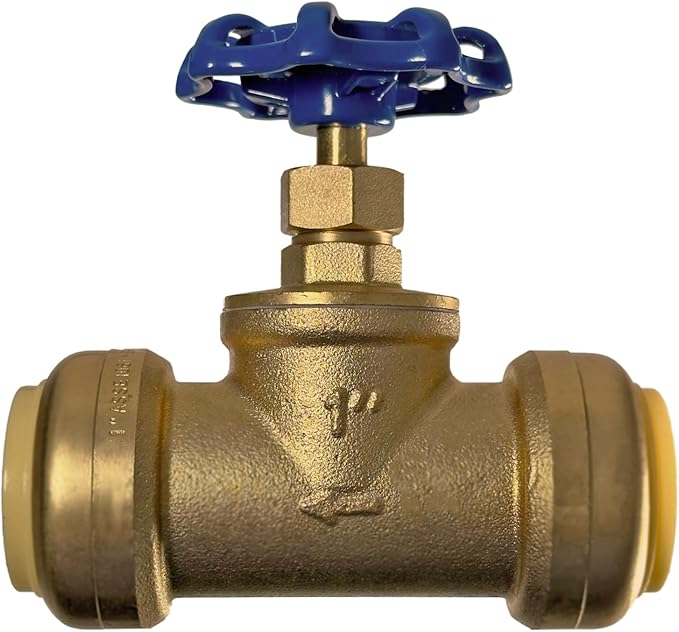 XFITTING 1 inch Push Fit Stop Valve with Drain and Vent, Push to Connect Brass Plumbing Fitting, Pex Pipe, Copper, CPVC, PE-RT, HDPE, 2-5-3=2, 2 Pieces
