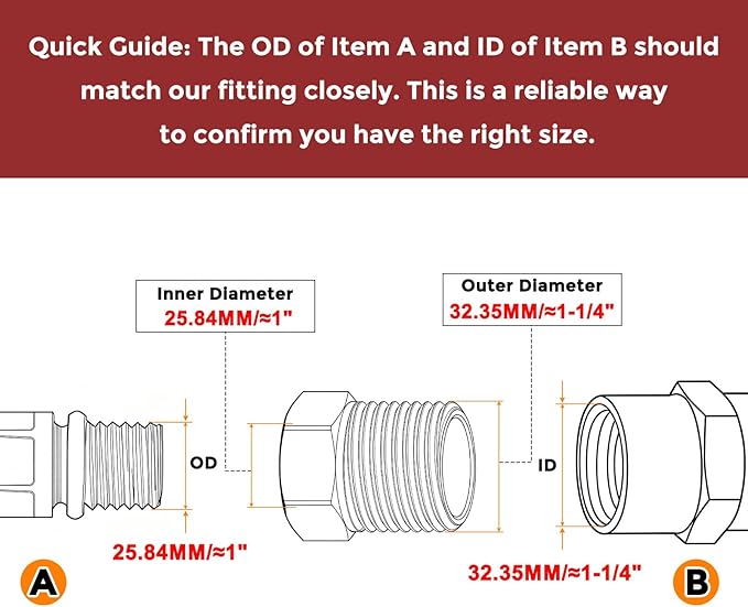 Pack of 1, 1" Male NPT to 3/4" FeMale NPT Solid Brass Hex Bushing, Hose Fittings Adapter Threaded Reducer Heavy Duty for Pipe Leak Repair, Bathroom Remodel, Compression