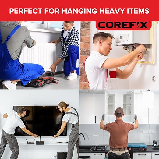 24 x 4.72 inch Heavy Duty Drywall Wall Anchors- Drywall Over Blockwork Wall Anchors & Screws - for TV Wall Bracket, Radiators, Shelving & More - Holds 220lbs On 4 Anchors