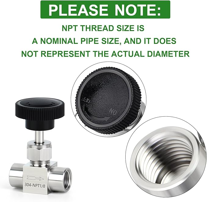 TAISHER 1PCS 304 Stainless Steel Straight Needle Valve 1/8" Female NPT For Flow Control Water Gas Oil With Nipple