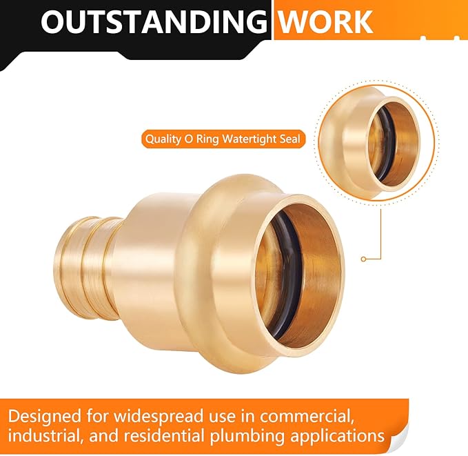 20-Pack HeSun Copper Press Fitting Adapter,3/4" PRESS X 3/4" PEX F1807 Crimp Coupling, LF Brass(PEX1807346-20)