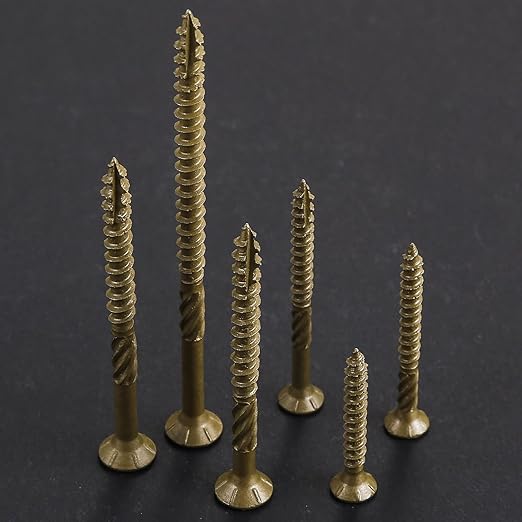 #12 * 6" Extended Deck Screws, (64 pcs) 2 lbs.Lengthen Exterior Wood Screws, Rust Resistant epoxy Coated, Bronze, T30 Star Bit