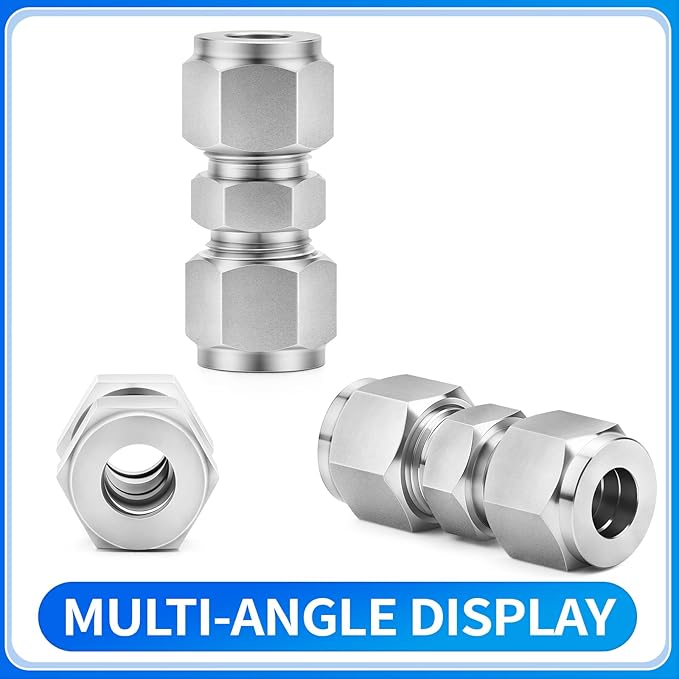 ChillWaves 304 Stainless Steel Compression Tube Fitting, 3/4" OD x 3/4" OD Compression Union Connector(1-PACK)
