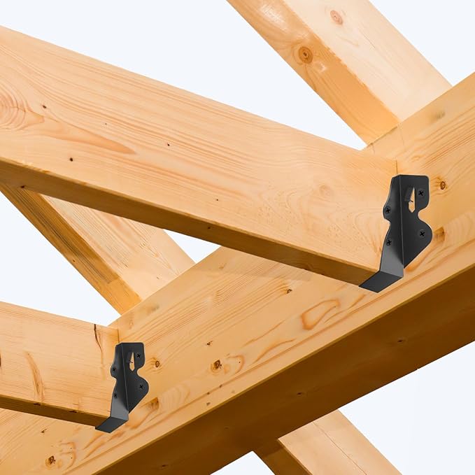 24 Pcs 2"x 4" Joist Hanger,Q235B Steel Face Mount Joist Hangers,Black Powder Coated Hurricane Ties for Rafter, Rafter Brackets for Floor, Deck and Ceiling Joists