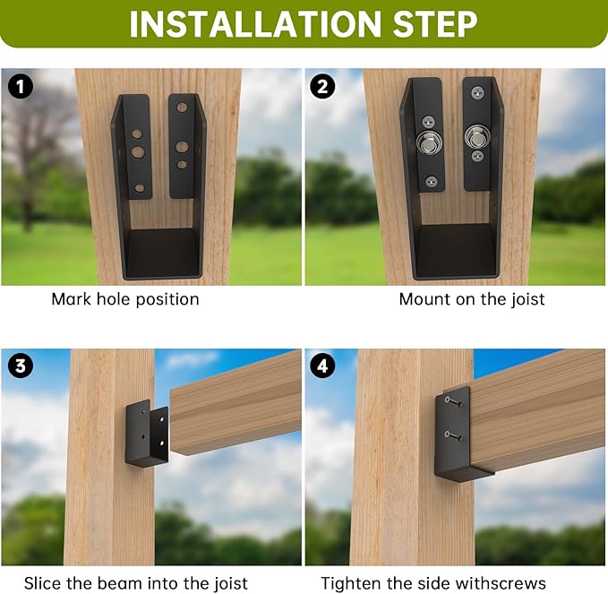 8Pcs Concealed Joist Hanger, 2" x 4"Outdoor Concealed-Flange Hanger, 2"x4" Outdoor Trim Concealed Flanges for 2"x4" Beam, Swing, Handrail, Fence
