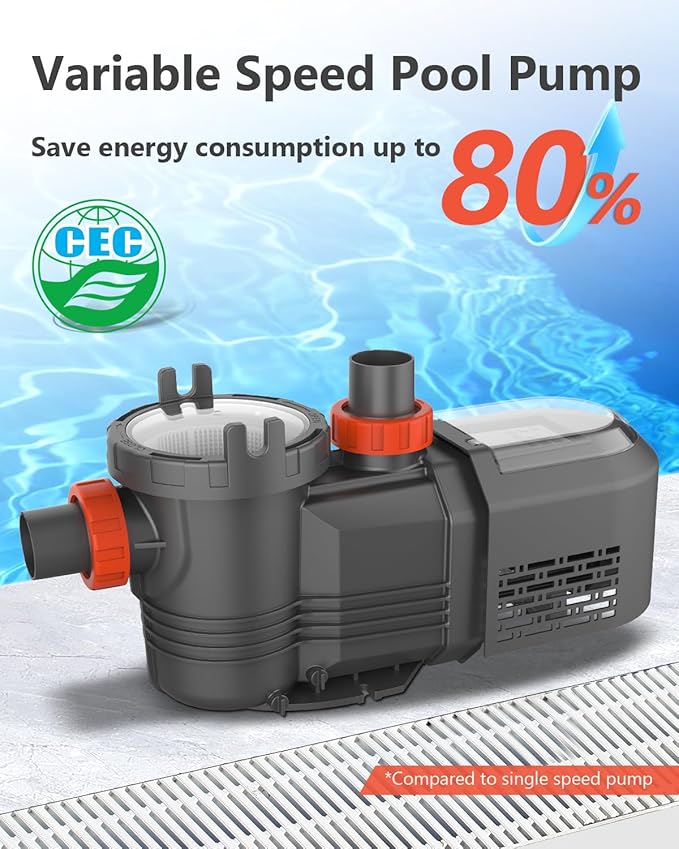 Variable Speed Pool Pump, 2.5HP Inground/Above Ground Pool Pump, 220V-240V, High Flow 10567GPH Energy-Efficient Self Priming Swimming Pool Pumps with Filter Basket and Cover