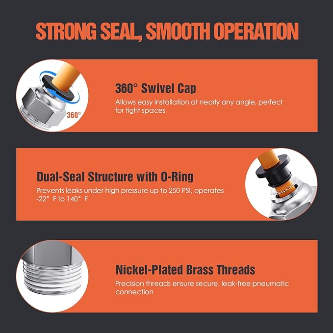1/4"OD x 1/4"NPT Thread Push to Connect Fittings Kits - 20PCS Air Line Connectors with Straight, Elbow - Quick Connect Pneumatic Fittings, Push Lock Air Hose Fittings for Compressor, Air Tools, Tubing