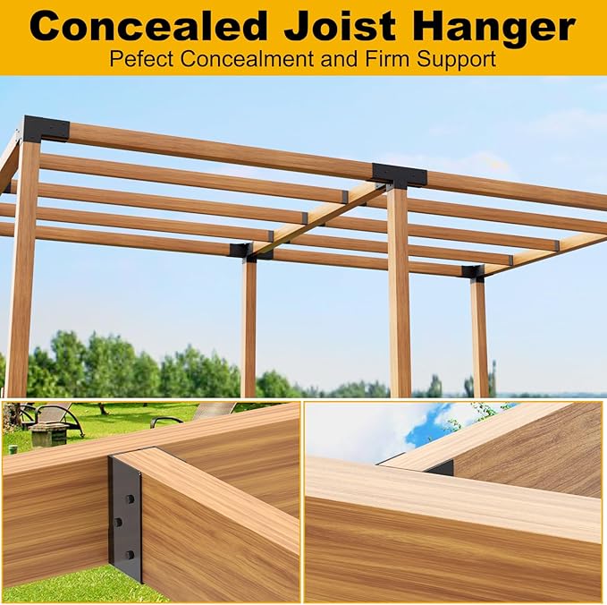 Concealed Joist Hanger (1 Pack),4"x6" Outdoor Concealed-Flange Joist Bracket with Screws, Q235B Steel Powder Coated Concealed Mount Light Joist Hangers for 4"x6" Beam, Swing, Handrail, Fence