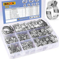 82 PCS Hose Clamp Assortment Kit - 304 Stainless Steel Worm Gear Hose Clamps Adjustable 1/4''- 1-1/2'' (6-38mm) Metal Fuel Line Clamp for Plumbing,Automotive And Mechanical Applications