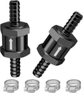 EVIL ENERGY 1/4'' (6mm) Check Valve, 2 Pcs Aluminum One Way Fuel Check Valve for Gasoline, Diesel & Coolant with Universal Hose Clamps, Black