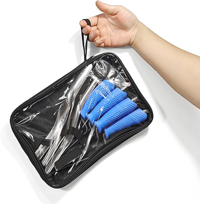 Fockety 7PCS Masonry Trowel Set, Stainless Steel Brick Trowel and Double End Corner Trowel Kit with Tool Bag for Tile Grouting Pointing Repair Construction
