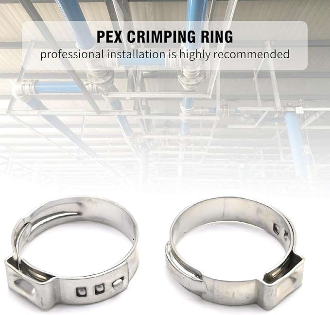 EATAKWARD 3/4 Inch PEX Cinch Clamps Rings, 100 Pack Single Ear Hose Clamps, 304 Stainless Steel Clamps Pinch Ring for PEX Tubing Fittings Connection