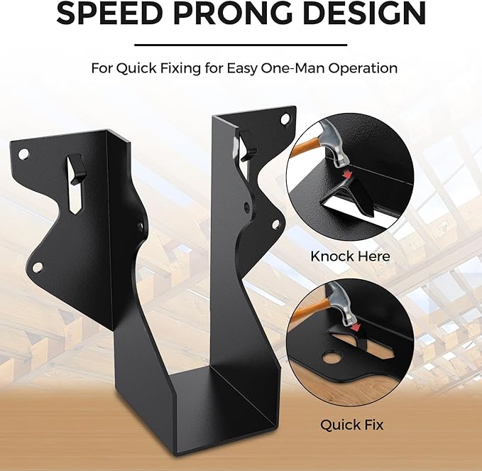 50Pcs Black 2x4 Joist Hangers for Wood,18 Gauge Metal Face Mount Joist Hanger,Lu24 Joist Hangers Powder Coating,Hurricane Ties for Rafter,Rafter Brackets 2x4 for Deck,Floor,Roof Overhang,Ceiling Joist