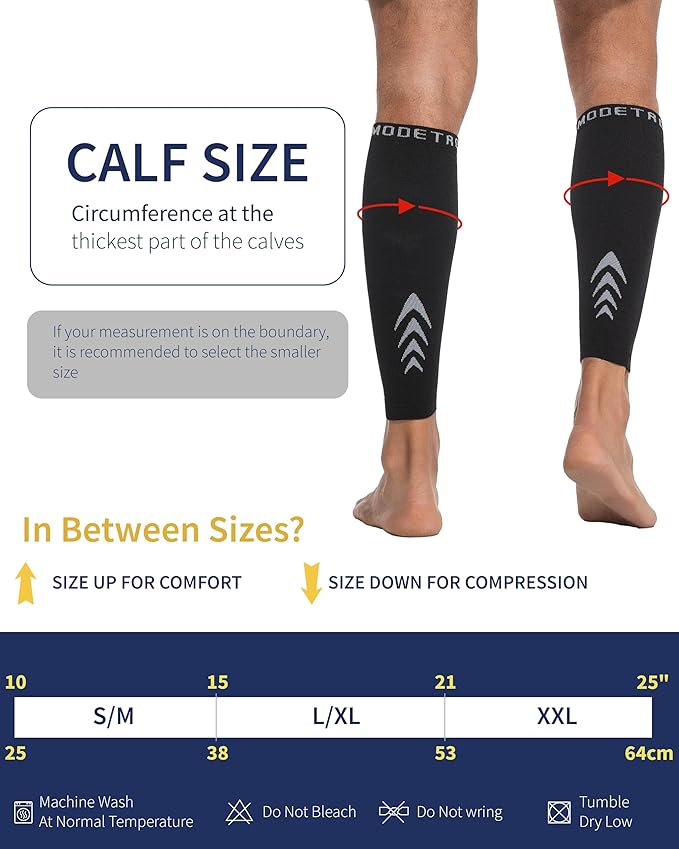 Calf Compression Sleeves - Leg Sleeves for Men and Women - Shin Splint Relief Support Brace Running Flights