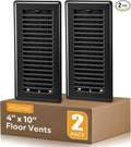 4x10 Floor Register, 2 Pack Heavy Duty Steel Walkable Floor Vent Covers, Easy Adjust Air Supply Lever, Vent Covers for Home Floor, Black