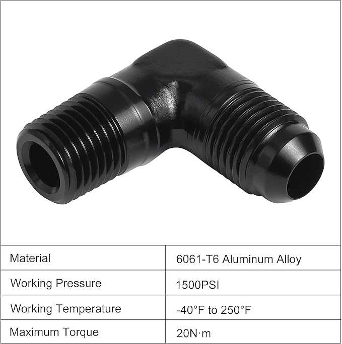 EVIL ENERGY 6AN to 1/4" NPT Male 90 Degree Fitting Adapter Aluminum