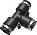 Utah Pneumatic 1/4" Push To Connect Tee Fittings (10-pack) | Air Line & Pneumatic Quick Connect Coupler | Ptc T-style Tube Connector For 1/4 Inch Od Tubing