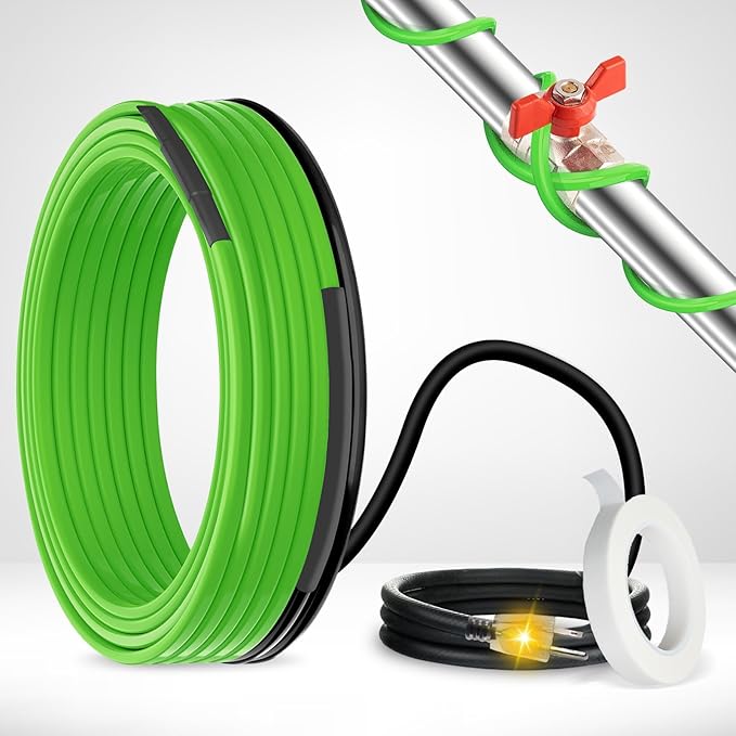 MAXKOSKO 50 Feet Pipe Heat Cable for Water Pipe Freeze Protection, Self-Regulating Heat Tape for Metal And Plastic Home Pipes, Anti-Freeze Pipe Heating Trace System 120 V