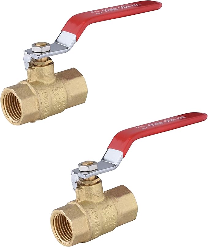 (Pack of 2) EFIELD 1/2 Inch 600 WOG FNPT Heavy Duty Full Port Brass Ball Valve FIP Threaded,(VALVE034-2PCS)