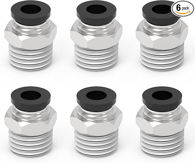 6Packs 1/2" OD Tube x 1/8" NPT Thread Straight Push to Connect Fittings,Pneumatic Male Quick Connect Air Line Hose Fittings Accessories