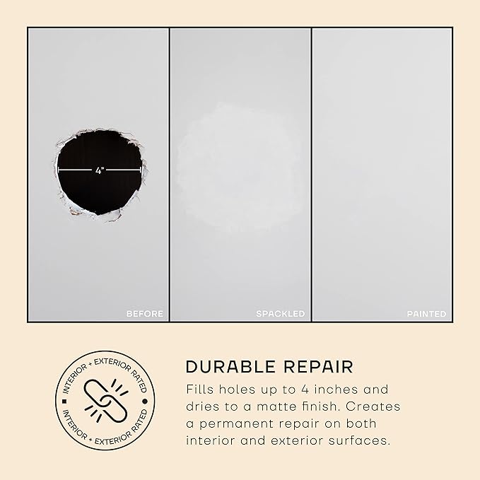 soto Large Hole Repair (Up to 4"), White Spackle, 7-Piece Kit (No. 07 in Situ White) - High Strength Hole Repair Kit for use on: Walls, Drywall, Ceiling, Furniture, Cabinets