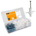 ALBO Drywall Anchor Kit Hollow Wall with Screws 50 pcs. (White Anchor 25pcs + Screws 25pcs) Plastic Hollow Wall Drilling Anchors