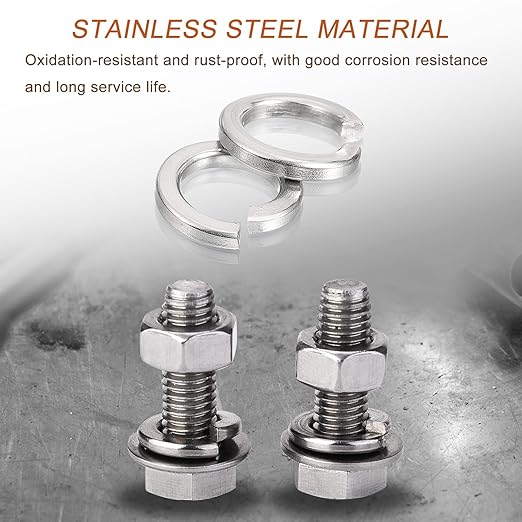 uxcell 300 Pcs Spring Lock Washer, M3 Split Lock Washer Assortment 316 Stainless Steel Lock Washers for Screws Bolts Nuts, Silver
