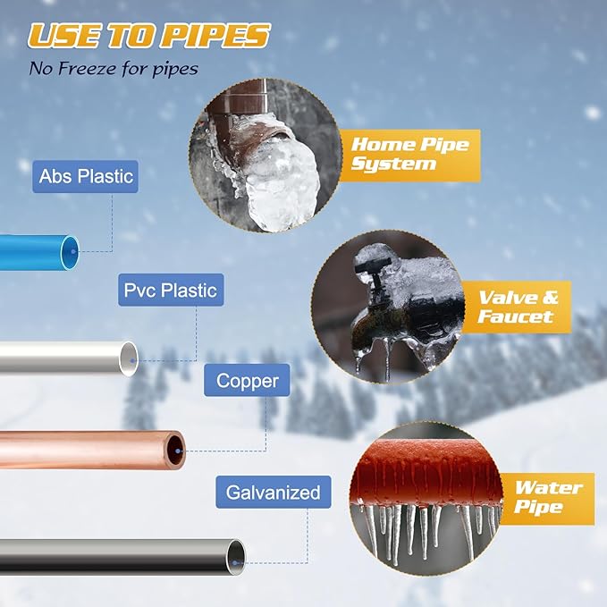 110FT Heat Tape for Water Pipes, -40°F Deicing Cable,Pipe Heat Cables for Roof,Gutter，Farm，Freeze Protetion Heating Wires, Heated Water Hose,Plumbing Fixtures,120V 5W/FT (110FT)