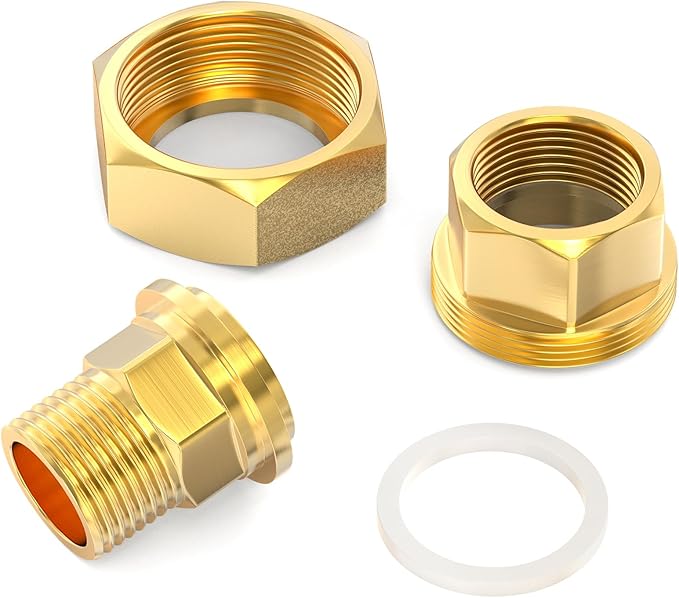 GASHER 1PC Brass Union，1/4" NPT Male x 1/4" NPT Female Pipe Fitting