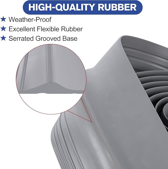 ToLanbbt 16.5Ft/5M Universal Garage Threshold Seal Strip with 300ml Black Adhesives, Garage Door Bottom Weatherproof Strip Rubber DIY Weather Stripping Replacement (Grey)