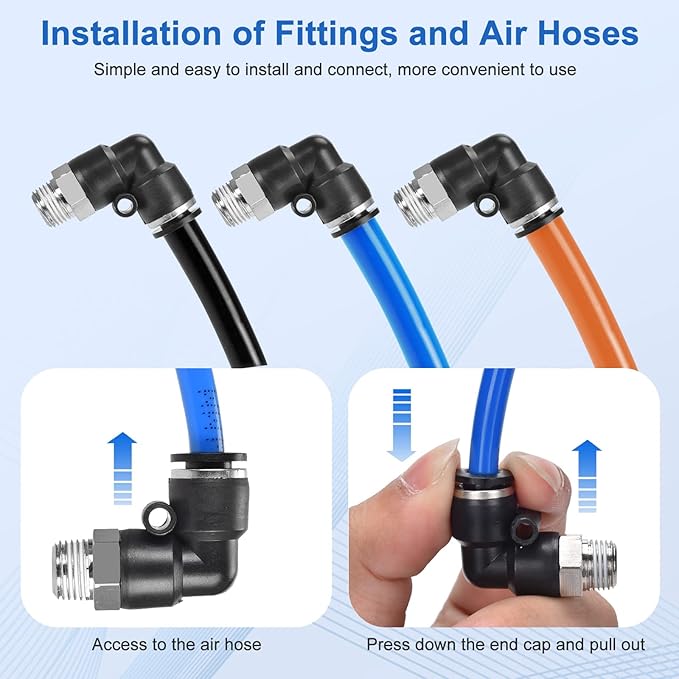 10 Pcs Push-to-Connect Fittings 1/4 Inch Tube OD x 1/8 Inch NPT Thread Pneumatic Male Elbow Quick Connect Air line fittings…