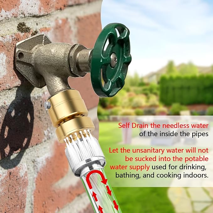 Fine Thread Vacuum Breaker, PK1390 1-1/16" Fine Thread Female No Lead Brass Self-Draining Vacuum Breaker, Hose Bib Vacuum Breaker, Providing you with Healthy Portable Water (NOT fit 3/4" GHT Bibcock)