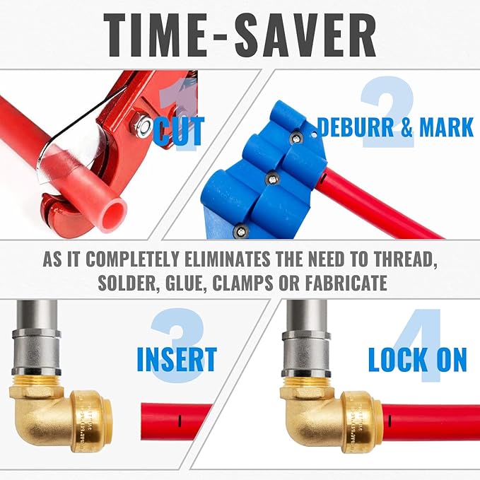 SUNGATOR 3/4 Inch Male Adapter Elbow, 3/4 Inch MNPT, No Lead Brass Push-to-Connect Plumbing Fittings for PEX Pipe, Copper, CPVC, with 1 Disconnect Clip and 1 Sealing Tape, Pack of 3