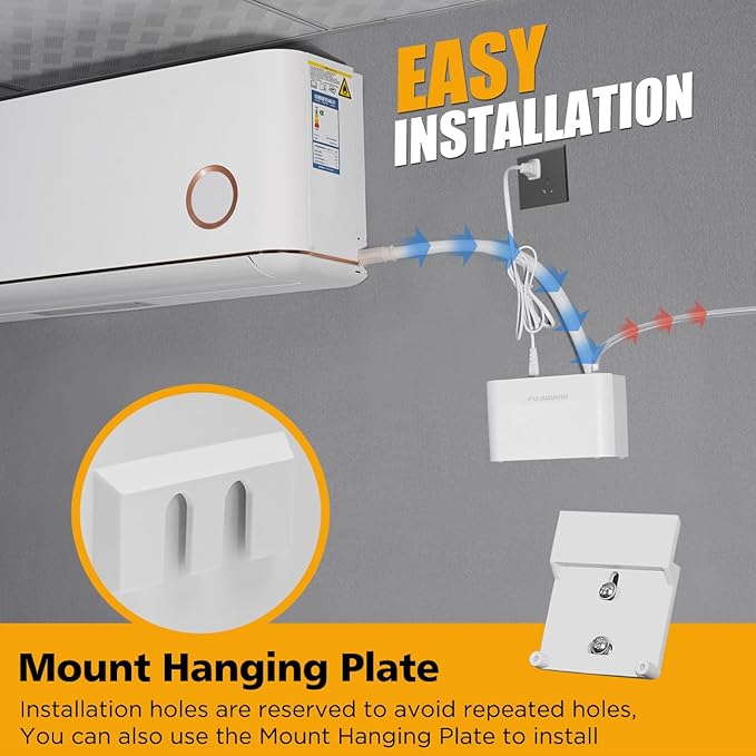 FUJIWARA Condensate Pump Automatic Condensation Drain Removal Mini Quiet Pump for HVAC,Air Conditioner,Dehumidifier,Furnance,Ice Maker,Wall Mounted Suitable for A/C 1-5HP, White