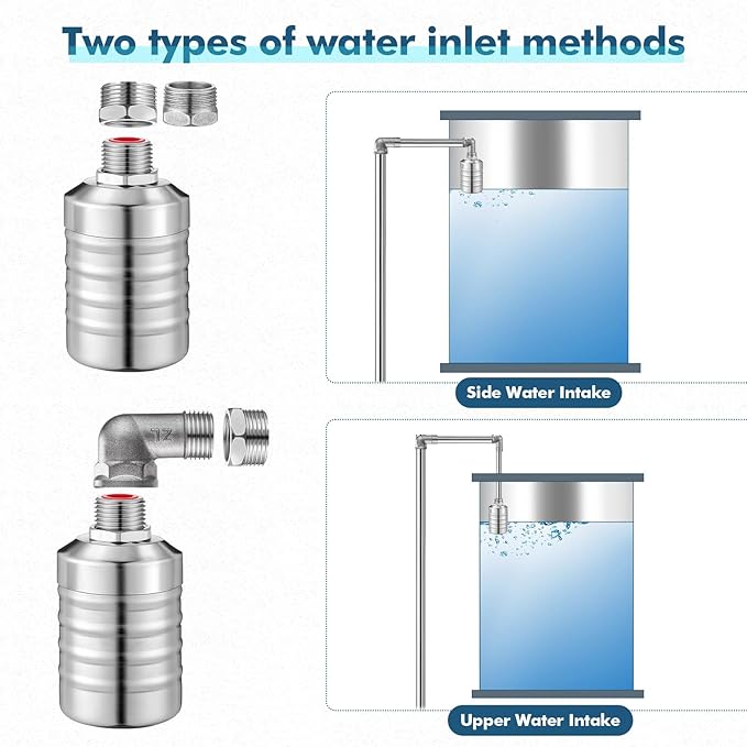 3 Pack Water Float Valve 1/2 to 3/4'' Auto Shut off Water Tank Float Valve 304 Stainless Steel Fully Automatic Level Control for Pool, Livestock Troughs (Classic Style)